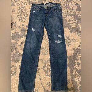 Hollister Women's Straight Leg Jeans - Dark Blue